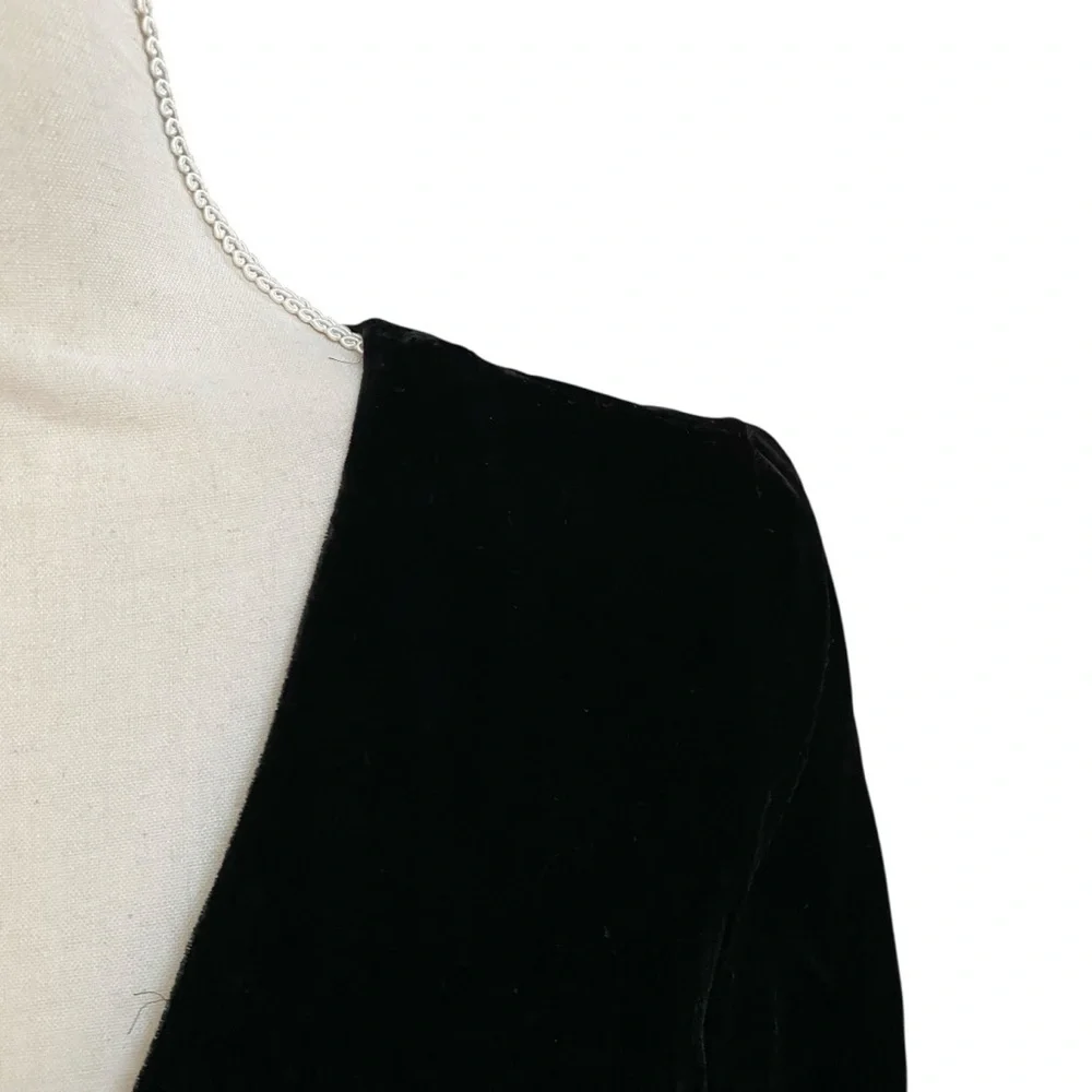 J.Crew Black Velvet Faux Wrap Tie Top Long Sleeve 6P NWT
